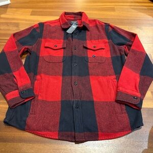 Abercrombie & Fitch Buffalo Plaid Shirt Jacket Men’s L Red Black Flannel NWT